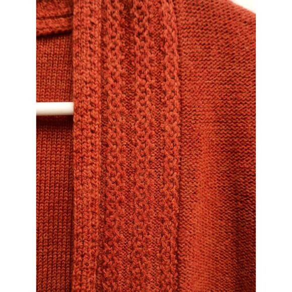 A. Gianetti Womens 100% Merino Wool Cardigan Medium Orange Belt Buckle Luxury - Picture 4 of 9